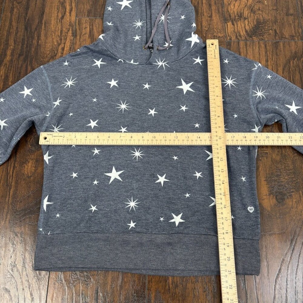 Wildfox Sweatshirt Medium Blue Stars Cropped Hoodie Pullover Women's Casual - Picture 7 of 10